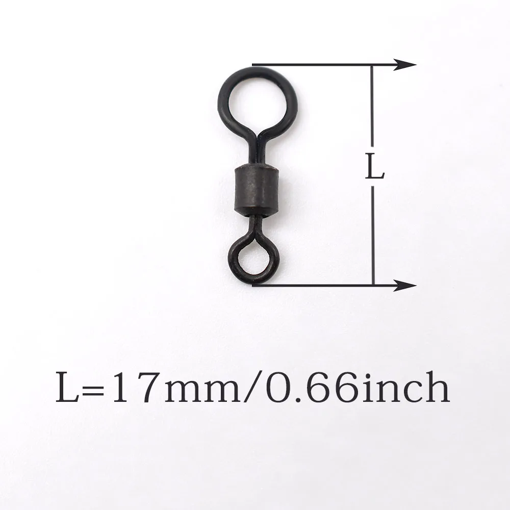 MNFT-Lote de 25 unidades de pesca de carpa, aparejos de pesca de ojos grandes, giratorios, negro mate, Terminal de ojo grande, aparejo para helicóptero - imagen 3