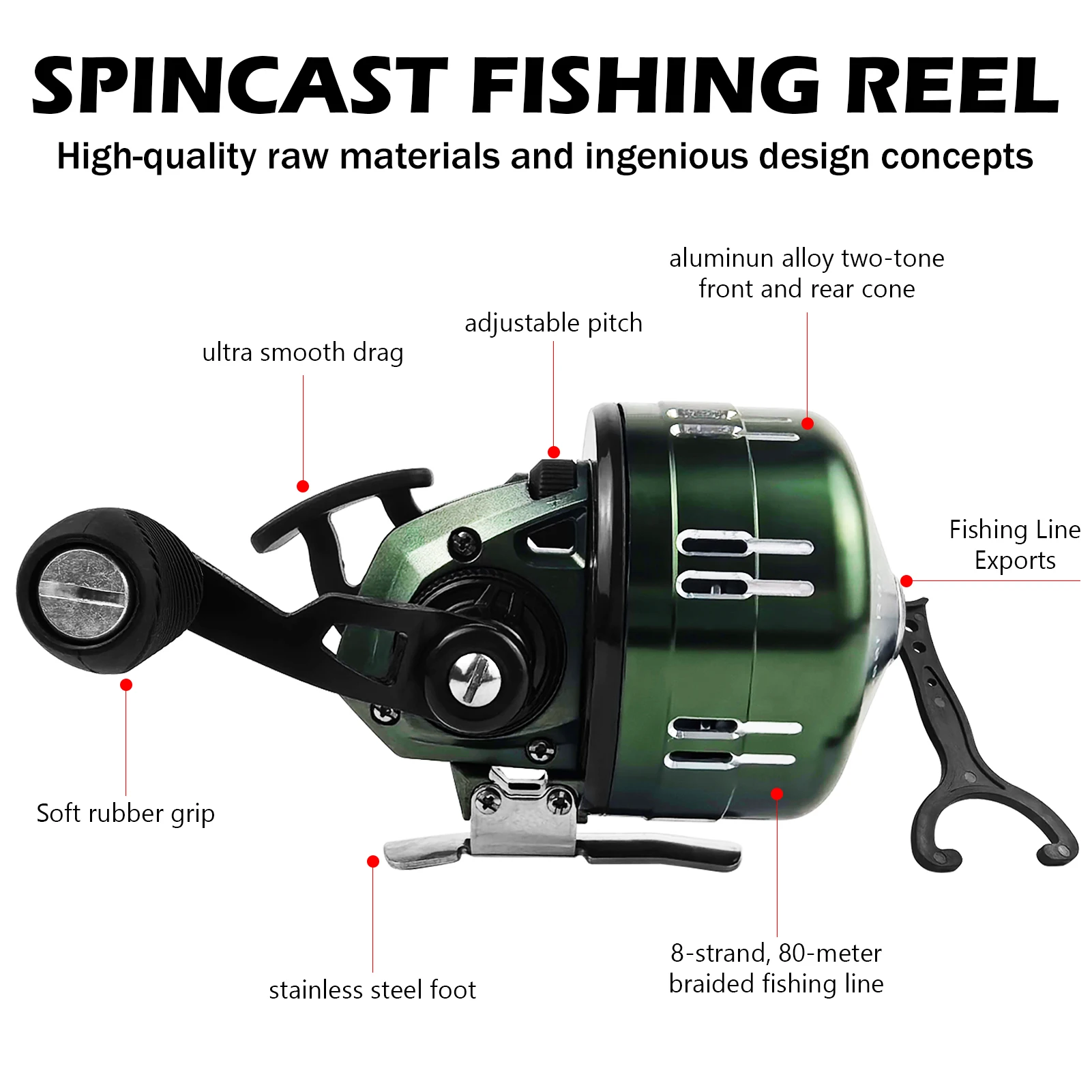 Carrete Baitcasting metálico CNC FREE FISHER, giratorio - imagen 3