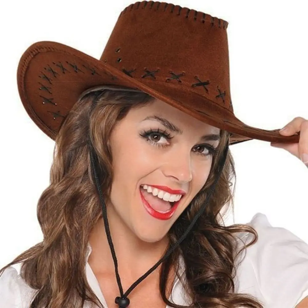 Sombrero Fedora de gamuza estilo western unisex – ala ancha - imagen 3