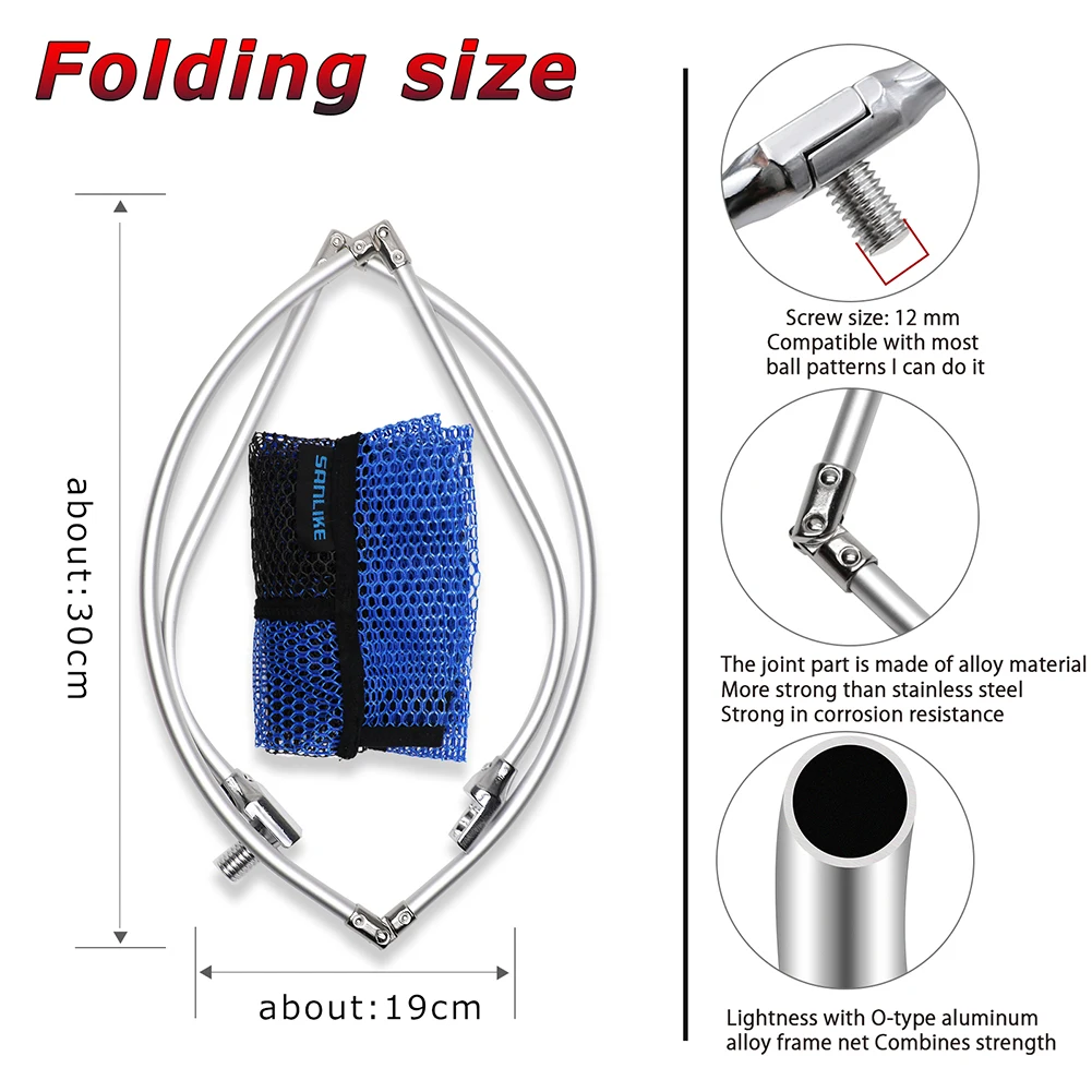 SANLIKE red de pesca portátil, malla de inmersión de goma, tipo de apertura plegable, accesorios de equipo de pesca, 35/40/50cm - imagen 5