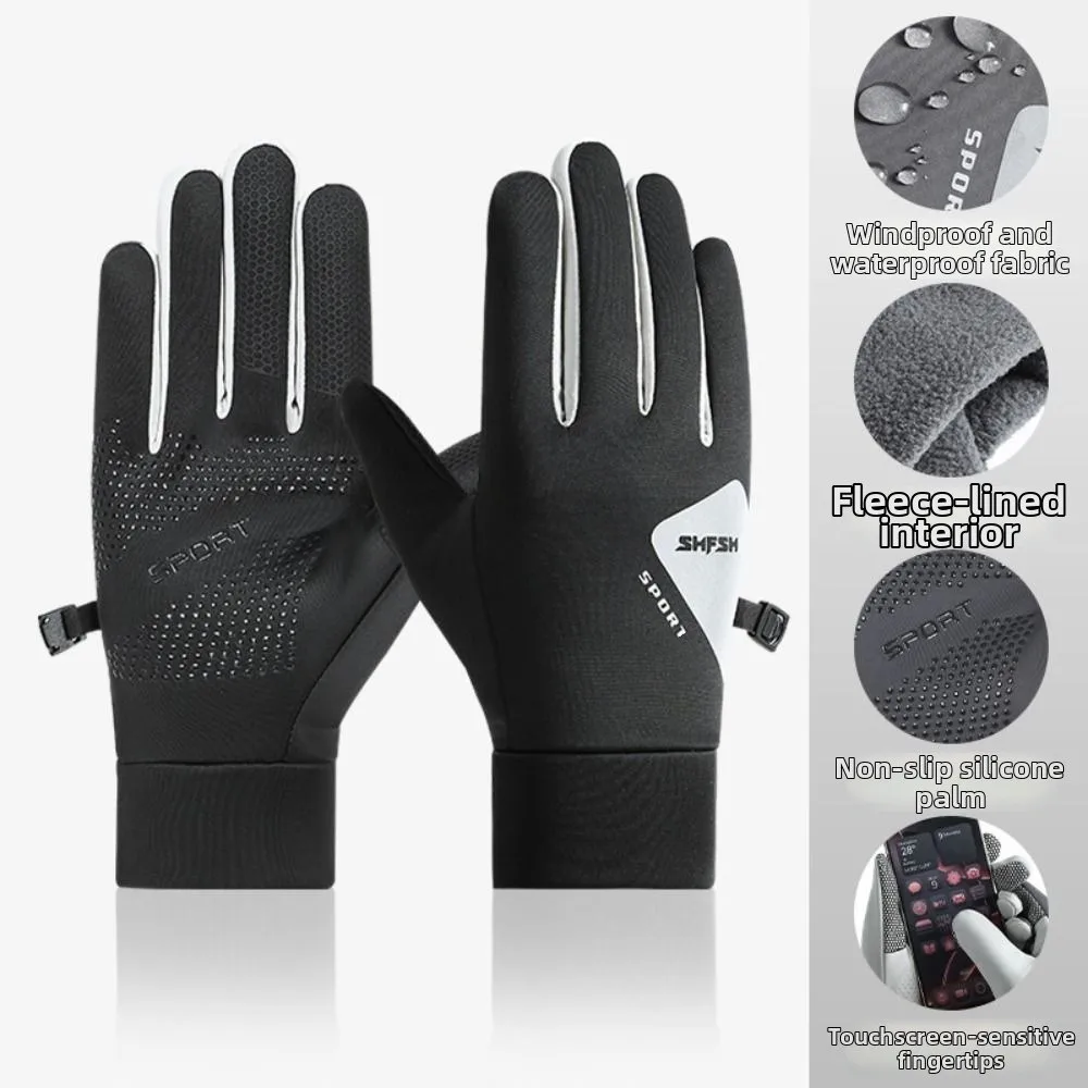 Guantes cálidos para ciclismo de invierno, antideslizantes, a prueba de viento, con dedos completos, térmicos, gruesos, protectores para montar al aire libre - imagen 4