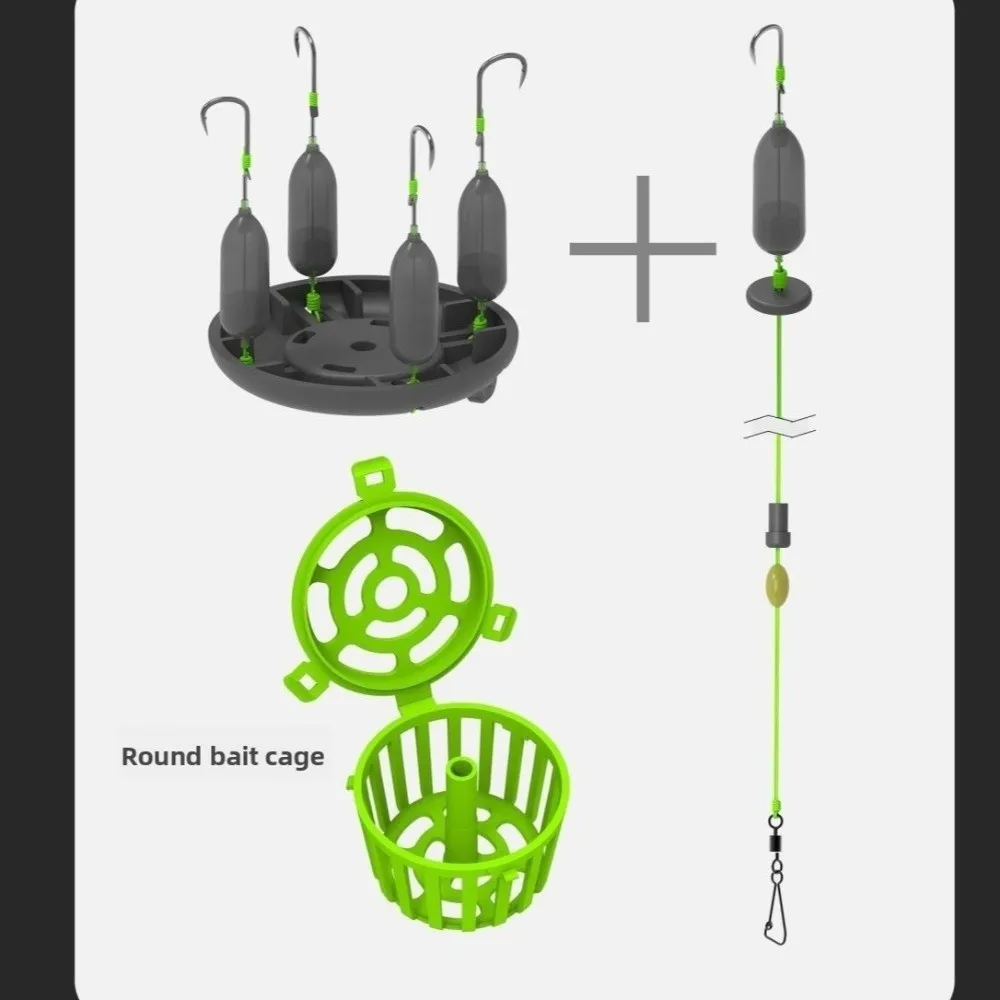 Jaula de cinco anzuelos fuertes para pesca, Material plástico, jaula de diseño cuadrado, caja de mar, aparejos de carpa de acero al carbono - imagen 2