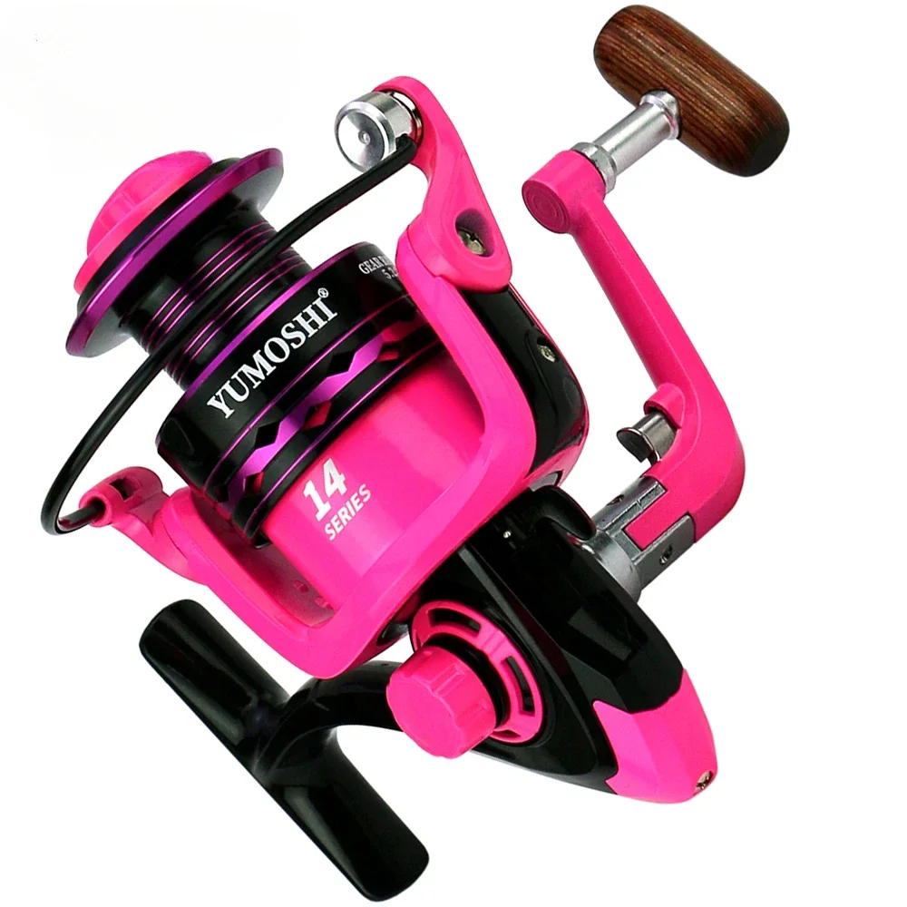 Carretes de pesca giratorios 5,2: 1, señuelo, rueda de agua dulce, lanzamiento de cebo, pesca voladora, arrastre máximo de 12KG, sin espacio, copa de línea de Metal - imagen 5