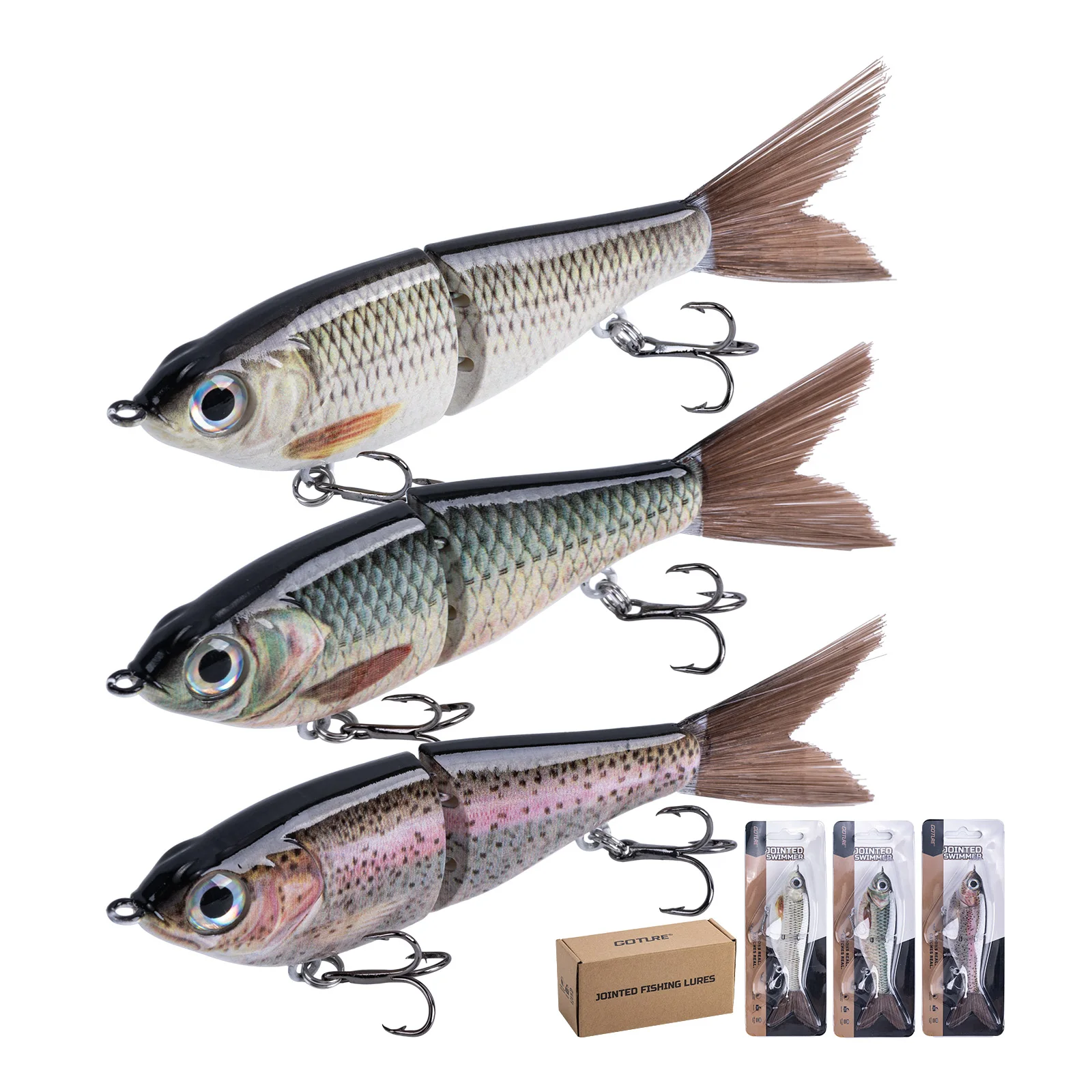 Goture-señuelo de pesca multisección, caja de 1/3/4 Uds., cebo duro Artificial, anzuelo biónico de hundimiento lento, aparejos de pesca de carpa - imagen 3