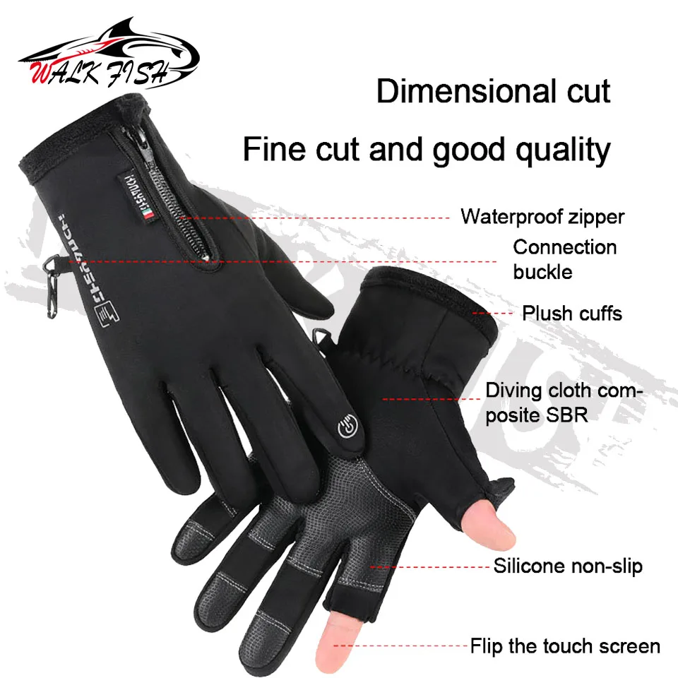 WALK FISH-guantes de pesca de invierno para hombre y mujer, resistentes al viento, repelentes al agua, antideslizantes, con pantalla táctil, para conducir en clima frío - imagen 4