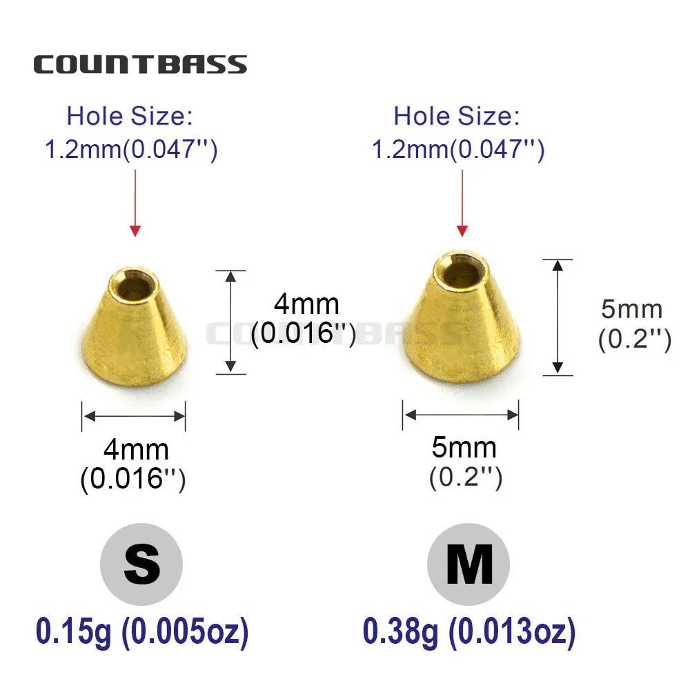 Cabezales cónicos Countbass - Latón macizo para spinners y buzzbaits - imagen 3
