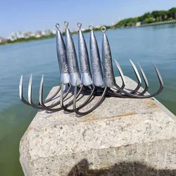 Anzuelos triples con púas para pesca en aguas profundas