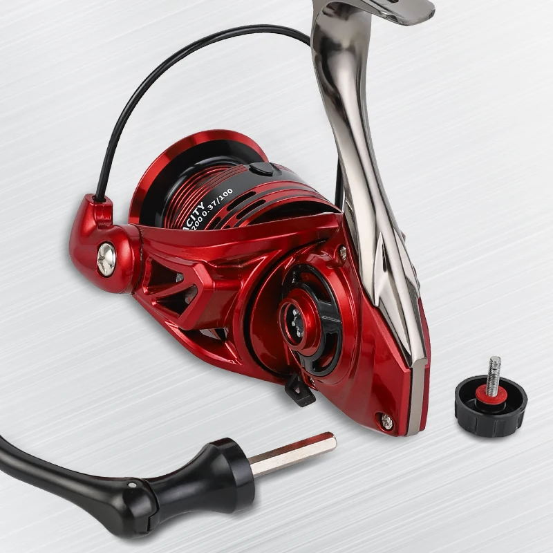 Carrete de pesca giratorio 1000-7000, cuerpo de Metal duradero, arrastre máximo de 12KG, 5,2: 1, accesorios de pesca de carrete de agua dulce y salada - imagen 5