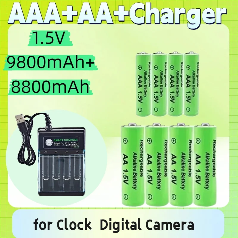 Baterías recargables AA 1.5V para mando, reloj y radio con cargador - imagen 3
