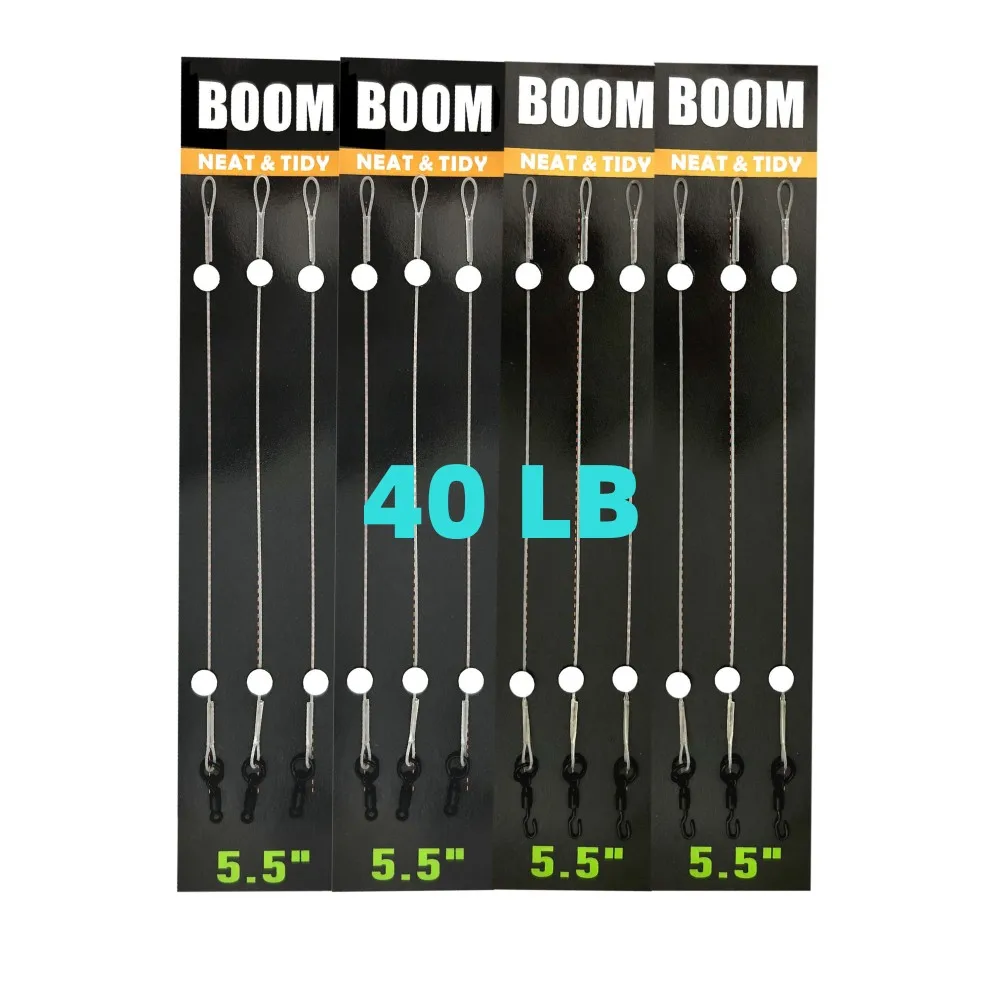 Línea líder de pesca de carpa para aparejos, accesorios, pluma fundida, 100% líder de fluorocarbono, hooklink de 5,5 pulgadas con Ronnie y anillo giratorio - imagen 2