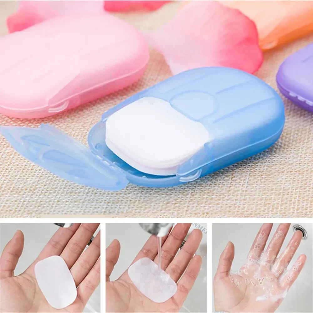 Mini jabón de papel desechable para viaje, portátil, para acampar al aire libre, lavado de manos, limpieza de baño, suministros de viaje, equipo de camping - imagen 2