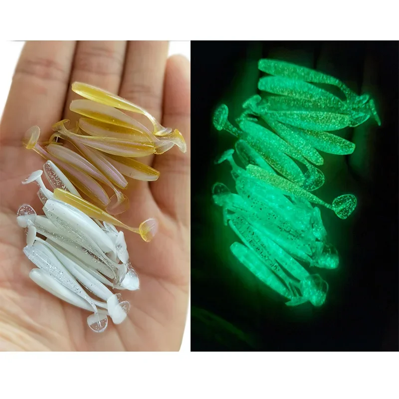 10 Uds. Señuelos blandos de silicona, aparejos artificiales, cebo de 3,5/4,5 cm, productos para pesca en el mar, pesca en roca, Swimbait Wobblers - imagen 5