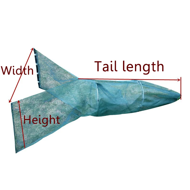 Lawaia jaula de red de pesca pequeña, trampa para peces, Red de cangrejo, red de arrastre, jaulas de peces de langosta, 1M de longitud de cola, herramientas y equipo de pesca - imagen 5