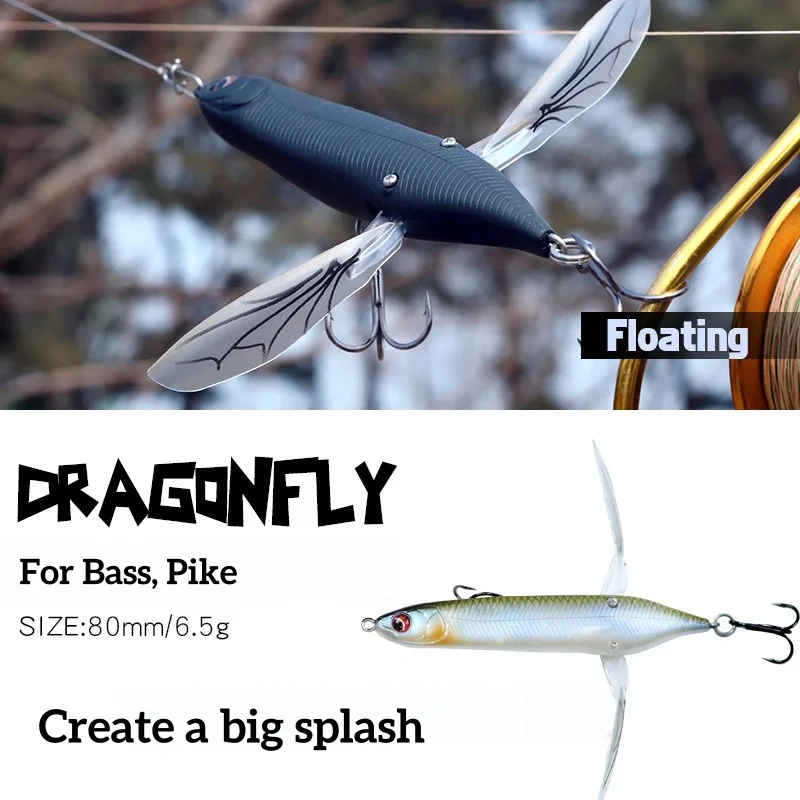 Swolfy-cebo de libélula Topwater, 10 Uds., 80mm/6,5g, 7cm/4g, Artificial superficial, Buzzbait Popper, lápiz Stickbait para Lucio - imagen 2