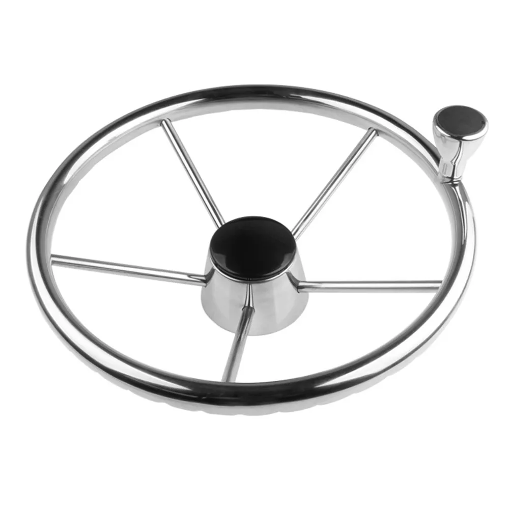 Volante de Acero Inoxidable con Perilla para Barcos Marinos - 13-1/2