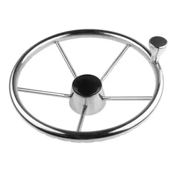 Volante de Acero Inoxidable con Perilla para Barcos Marinos - 13-1/2