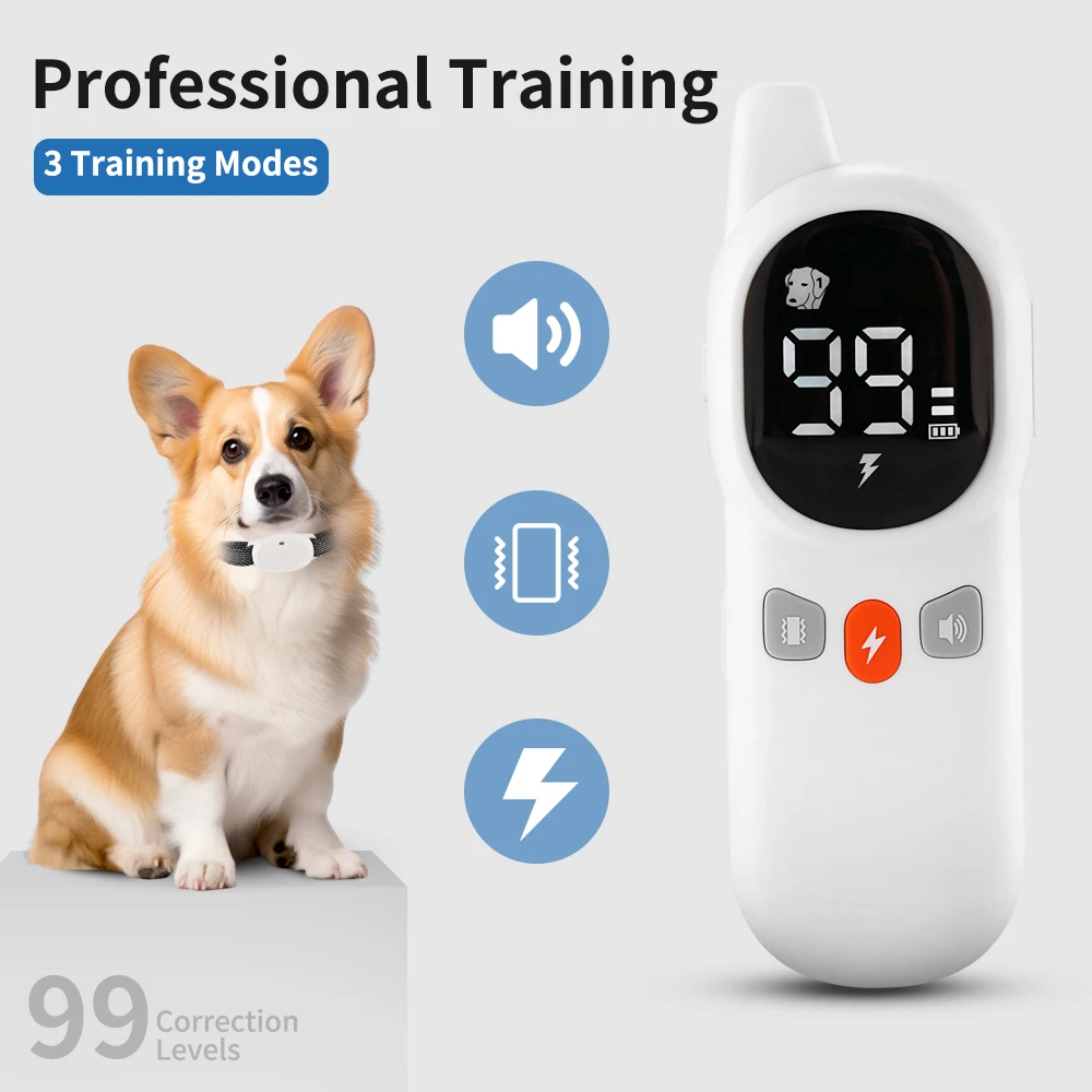 PUPOPAN Collar de choque Collar de perro eléctrico 4000 pies Recargable IP67 Collar de entrenamiento impermeable con control remoto para 2 perros- - imagen 4