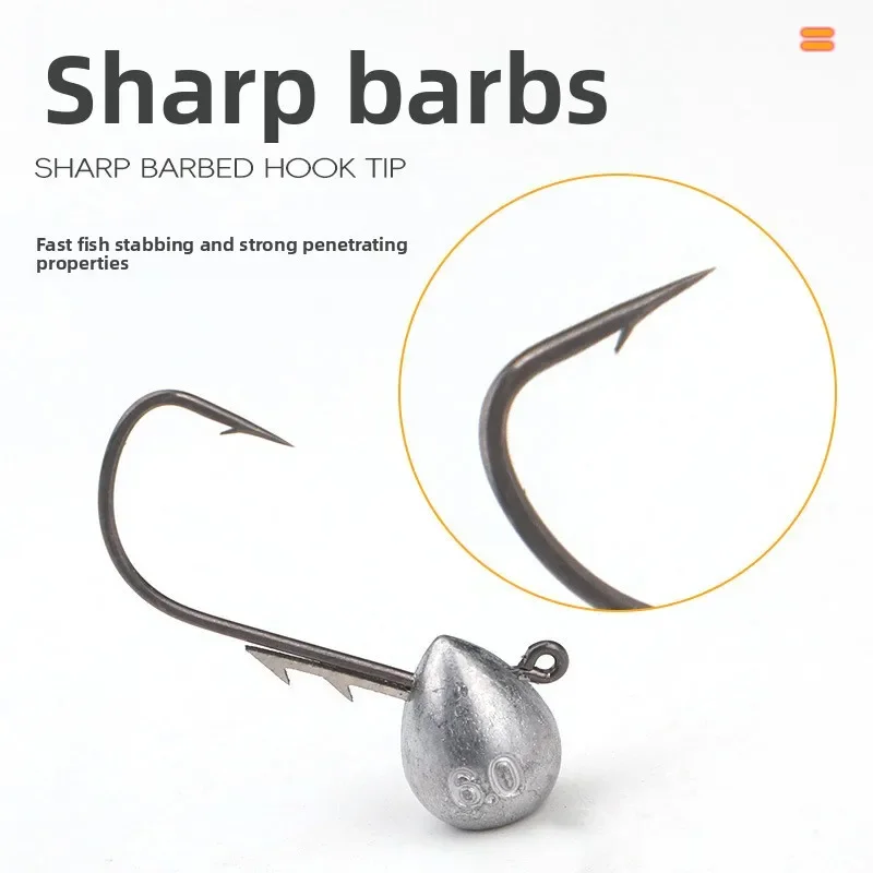 Anzuelo de pesca con cabezal de anzuelo de pie, 2,5g, 3,5g, 4,5g, 6g, anzuelos ultraafilados para señuelo suave, aparejos de pesca de lubina y trucha - imagen 3