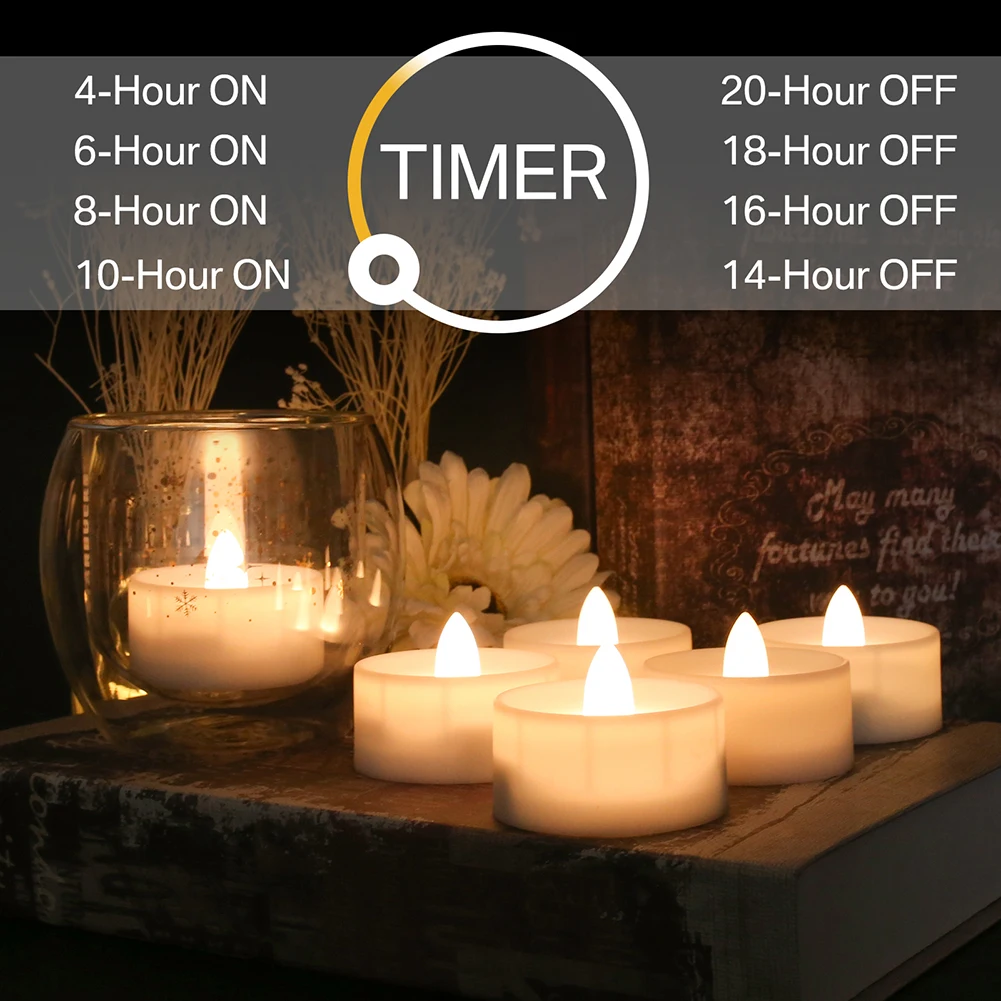 Luces de té Led sin llama con batería parpadeante remota, velas LED de 53x38mm, vela eléctrica para iluminación de té de boda y Navidad - imagen 2