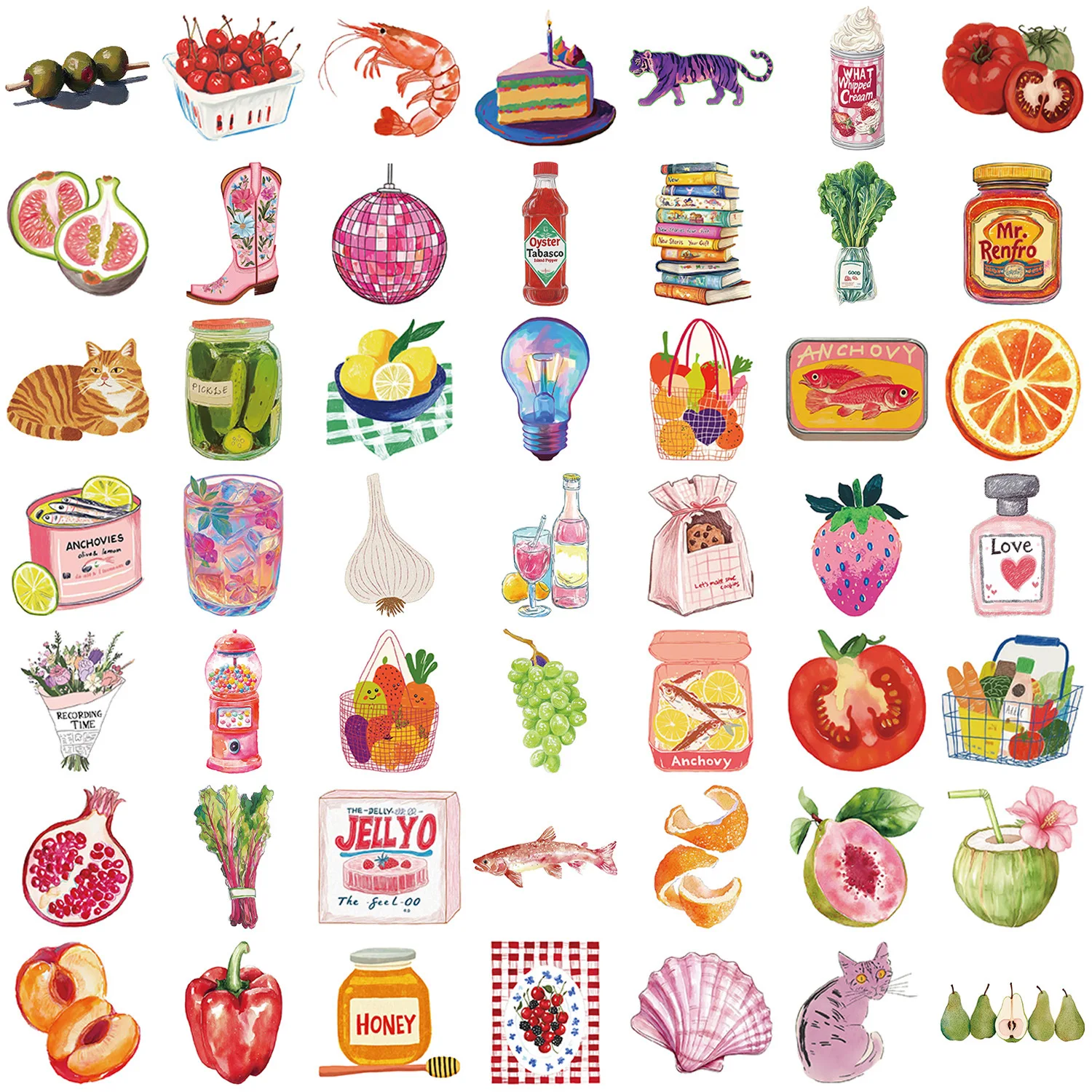 50 Uds. Pegatinas estéticas de arte de tomate mediterráneo para ordenador portátil Graffiti habitación monopatín impermeable Scrapbooking pegatinas para teléfono - imagen 4