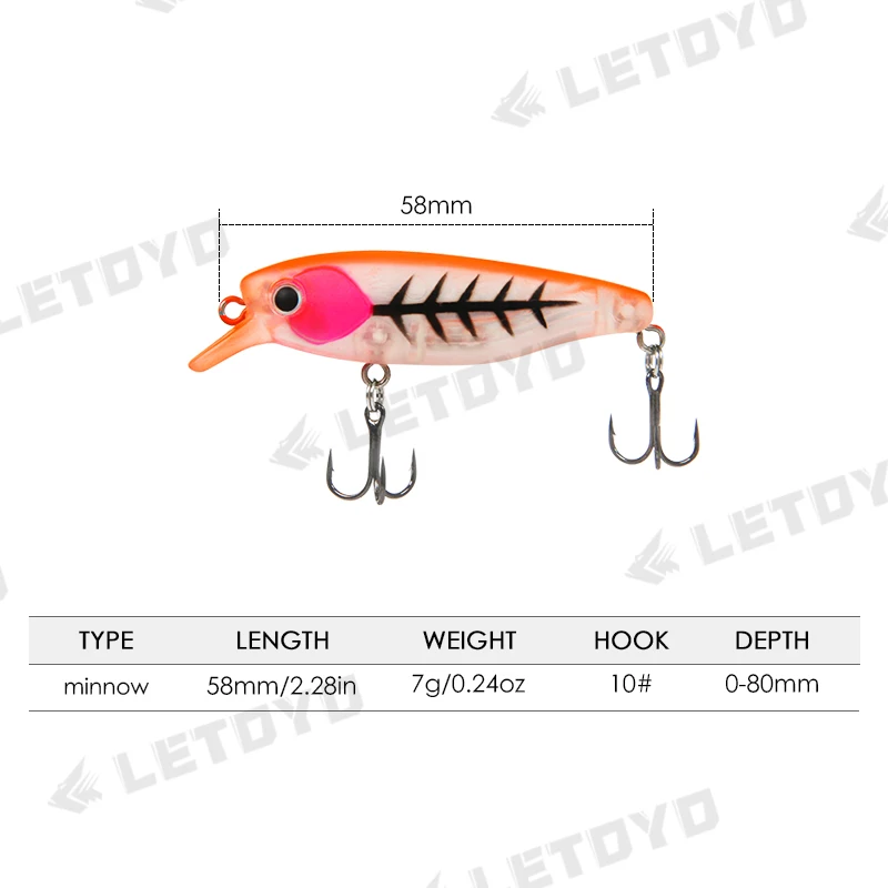 LETOYO, 58mm, 8g, señuelo de pesca de lubina, cebo duro Artificial magnético, para pesca en agua salada, Propósito general para agua dulce - imagen 2