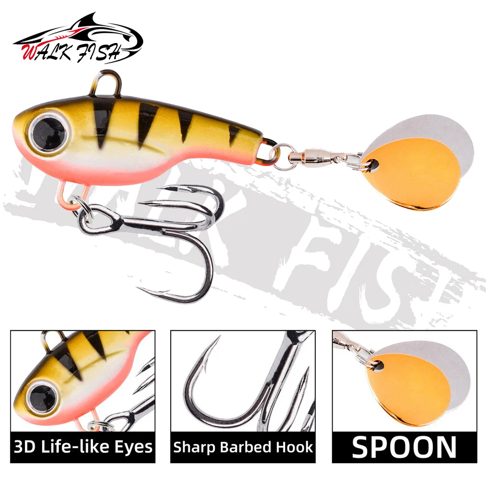 WALK FISH 1 Uds 5g-25g nuevo Metal VIB señuelo de pesca Spinner hundimiento cuchara giratoria Crankbait doble lentejuelas cebos aparejos de pesca - imagen 2