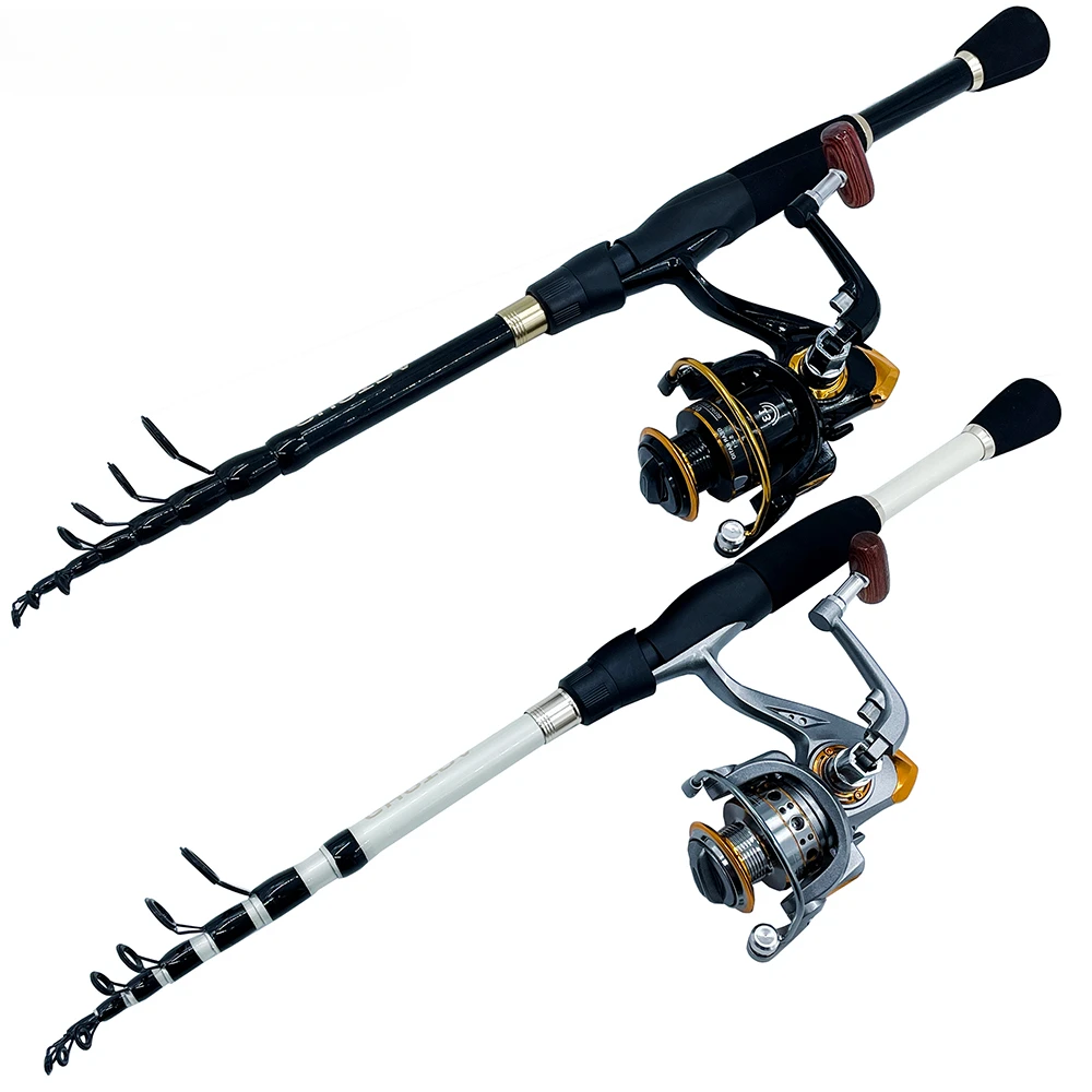 Pesca de trucha 1,6 M-2,4 M señuelo telescópico caña giratoria carrete Combo carrete de Metal 5,2: 1 carretes giratorios caña de pescar de viaje equipo principiante - imagen 2