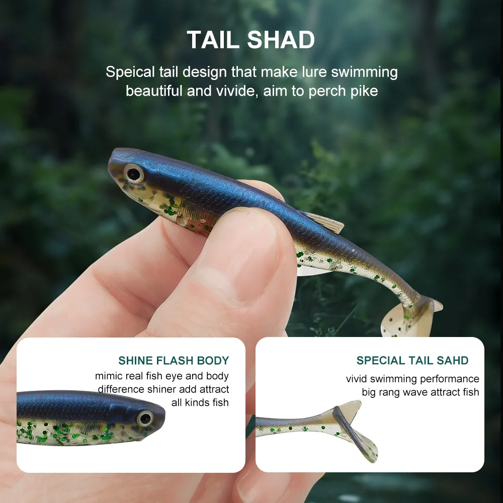 KESFISHING nuevo señuelo suave acción Shad 75mm swimbait cebo de plástico pesca de agua salada perca Lucio trucha - imagen 2
