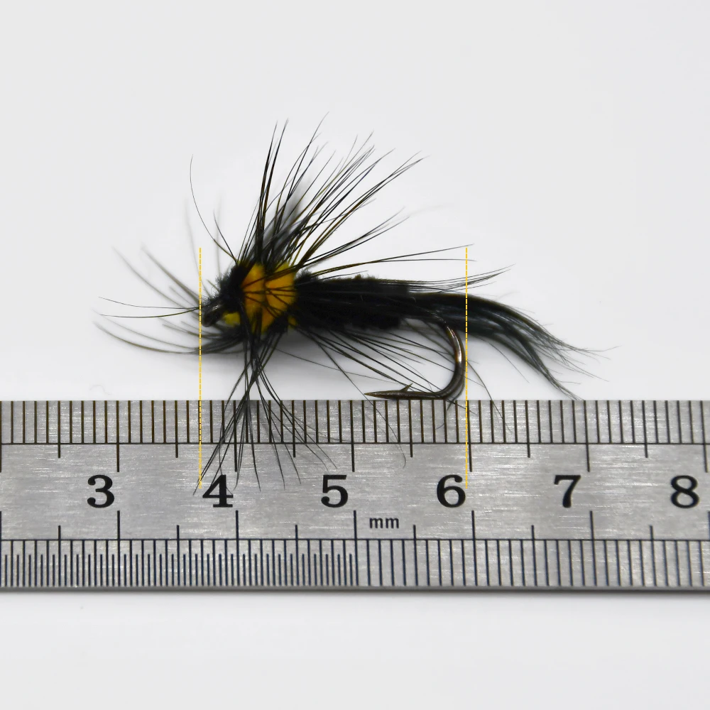 MNFT-10 piezas 6 #, cola de abeja, mosca Artificial, avispa amarilla y negra, cebo de pesca, moscas, trucha, pesca al aire libre, señuelo de insectos falsos - imagen 3