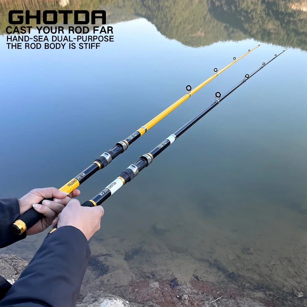 GHOTDA-caña de pescar giratoria telescópica, caña de pescar para viaje, agua salada, agua dulce, 2,1 M-3,6 M - imagen 3