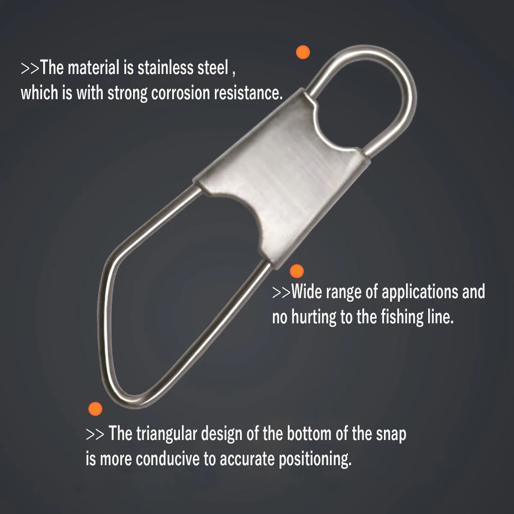 Wifreo 100 Uds. De acero inoxidable, Pin giratorio de pesca, conector de gancho de pesca de seguridad, Clip de señuelo, bloqueo, accesorios de pesca - imagen 3
