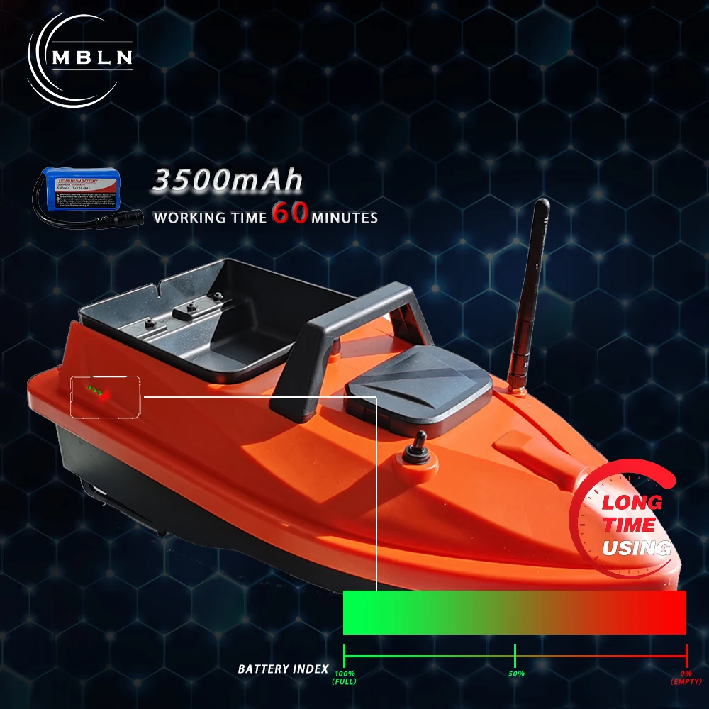 MBLN Mini Bait Boat GPS – 24 puntos de vía, navegación Beidou/GPS, retorno automático, control de crucero, motor dual silencioso, sensor de temperatura del agua - imagen 2