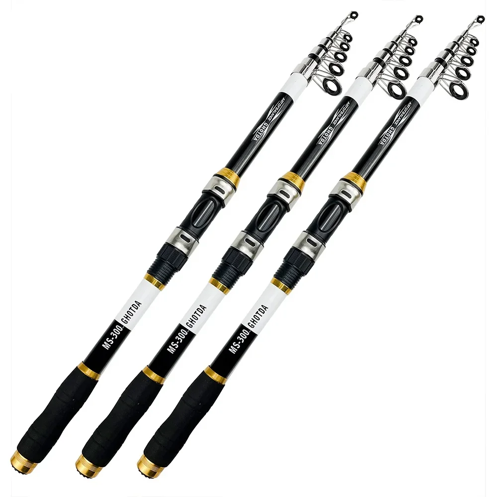 Caña de pescar telescópica de fibra de carbono, accesorio con mango EVA, giratoria, peso de 4kg, 1,8 m-3,6 m - imagen 3