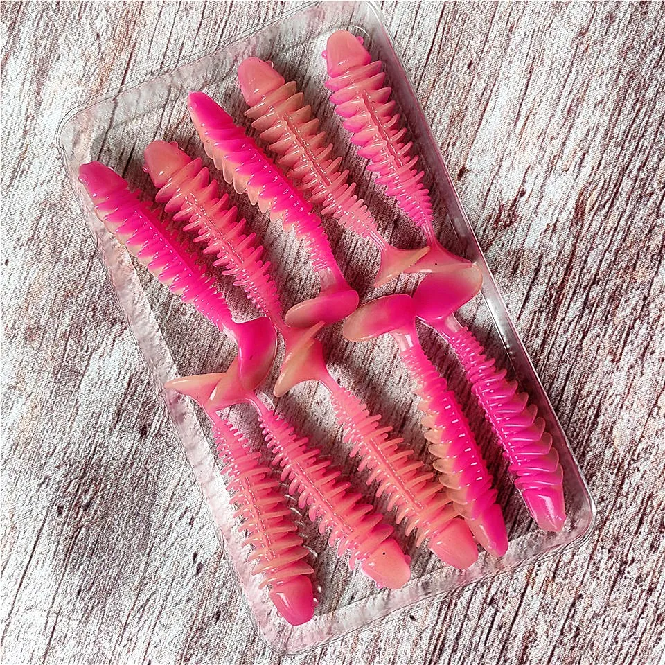 Swolfy, 10 Uds., señuelos blandos, cebos de gusanos de silicona, 6cm/2,4g, Jigging Wobblers, Señuelos de Pesca, Swimbaits artificiales para aparejos de carpa lubina - imagen 2