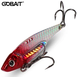 GOBAIT-cuchara giratoria de Metal, anzuelo triple giratorio de 7,5g, 10g, 16g, 20g, VIB, aparejos de Pesca, señuelo de Pesca