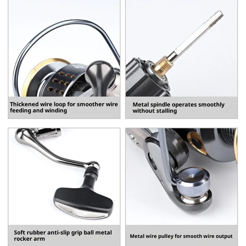 Rueda giratoria sin costuras, rueda de hilo de pescar totalmente de metal, rueda de pesca de lanzamiento de largo alcance, rueda de pesca con señuelo versátil - imagen 5