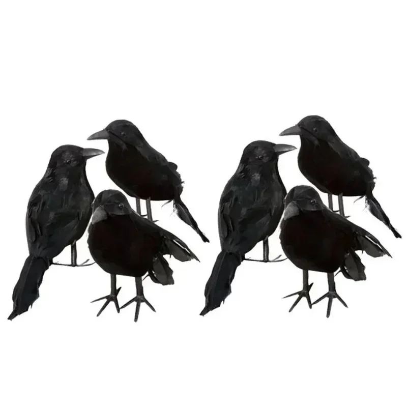 1 ud./3 uds. De juguetes de pájaros falsos de cuervo negro, plumas, repelente de aves, accesorios de plagas, suministros para fiestas, estatuas de jardín, esculturas al aire libre - imagen 4