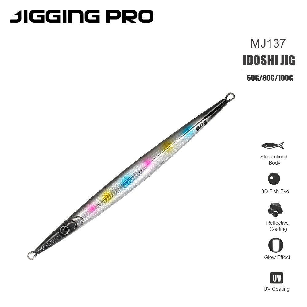 JIGGING PRO Jig metálico vertical 60‑100 g – acción rápida para pesca en el mar