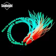 Seaknight-cebo luminoso de pez cinta, señuelo de cola de pelo brillante, anzuelo de pesca de calamar, señuelo de pesca de barco de mar, anzuelos de cuerda de cebo brillante