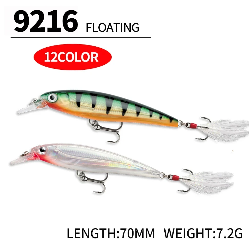 Señuelo de pesca flotante de pececillo, 70mm, 7,2g, Wobbler para trucha de agua dulce, cebo Artificial, Lucio, carpa, Jerkbait, Swimbait, suministros de pesca - imagen 5