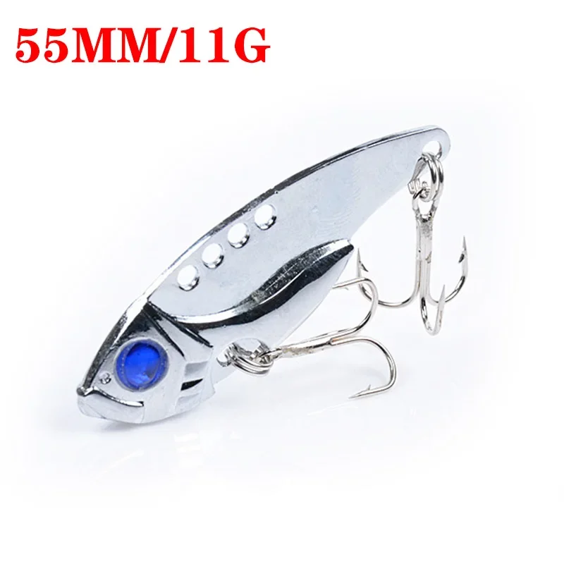 Señuelos VIB de Metal, 5cm, 11g, cuchara con vibraciones vívidas, cebo de pesca, lubina, cebo duro Artificial, señuelo de cigarra, cebo VIB, ojos 3D, 1 ud.