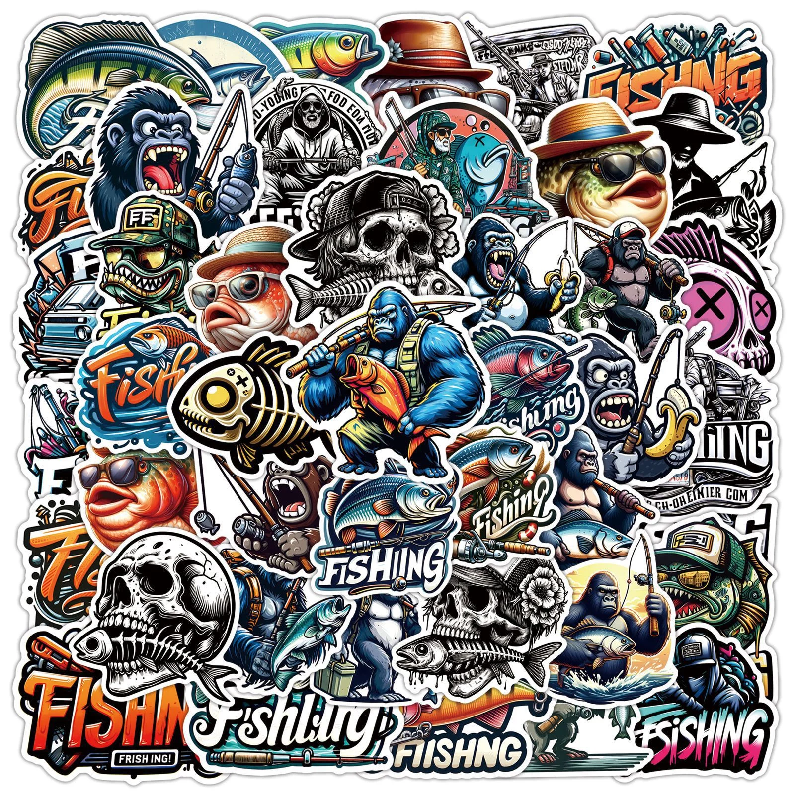 Pegatinas de pesca NUNATAK 50P/1 bolsa, caja de pesca, pegatina de caja de señuelos, pegatina impermeable, pegatina de pesca de mar, pegatinas de peces lubina - imagen 2