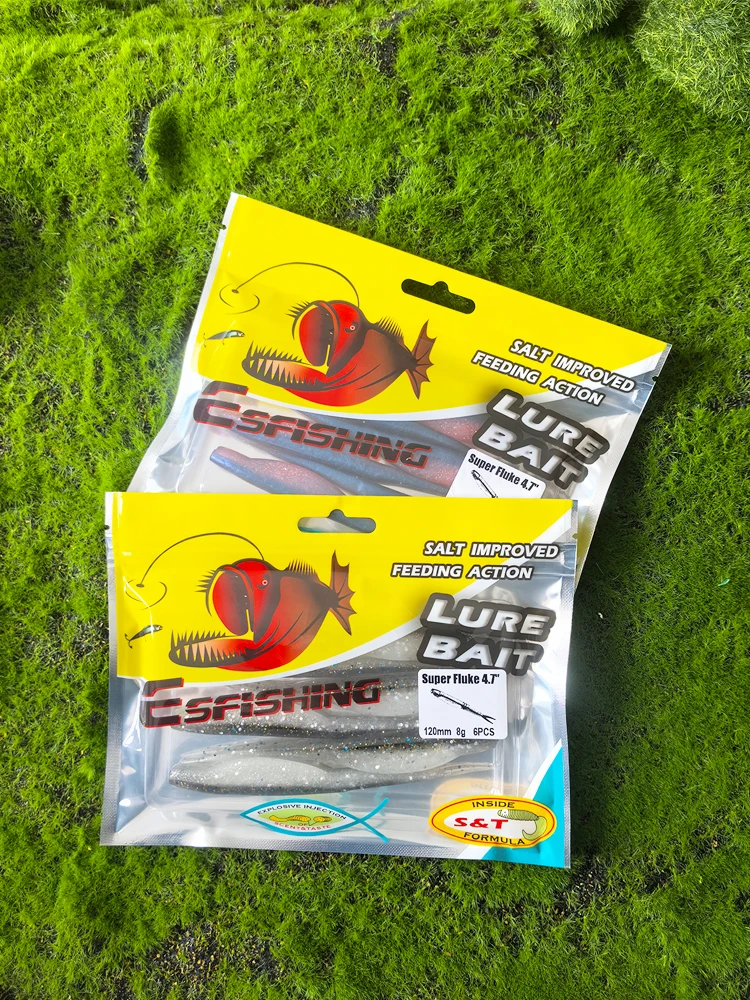 KESFISHING señuelo de pesca suave Super Fluke 90mm 120mmisca cebos blandos artificiales Leurre souple Bass Pike cebo silicona - imagen 5