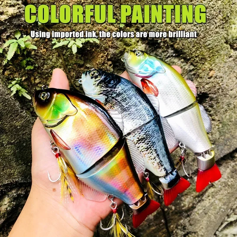 GREENSPIDER Wobblers Swimbait Señuelos de Pesca flotantes lentos, cuerpo de Triple articulación, Glide Swimbaits, cebos duros Wobblers para lubina y Lucio - imagen 4