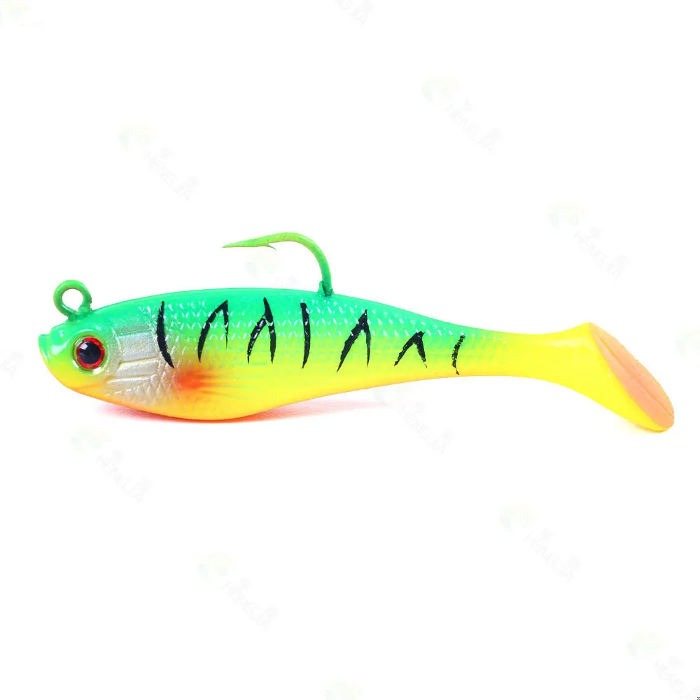 Señuelo de pesca de goma con cebo suave, 8cm-10g, Swimbait Artificial que se hunde, cola en T rizada, Jig Head, aparejos de pesca, productos para Lucio, 1 ud. - imagen 4