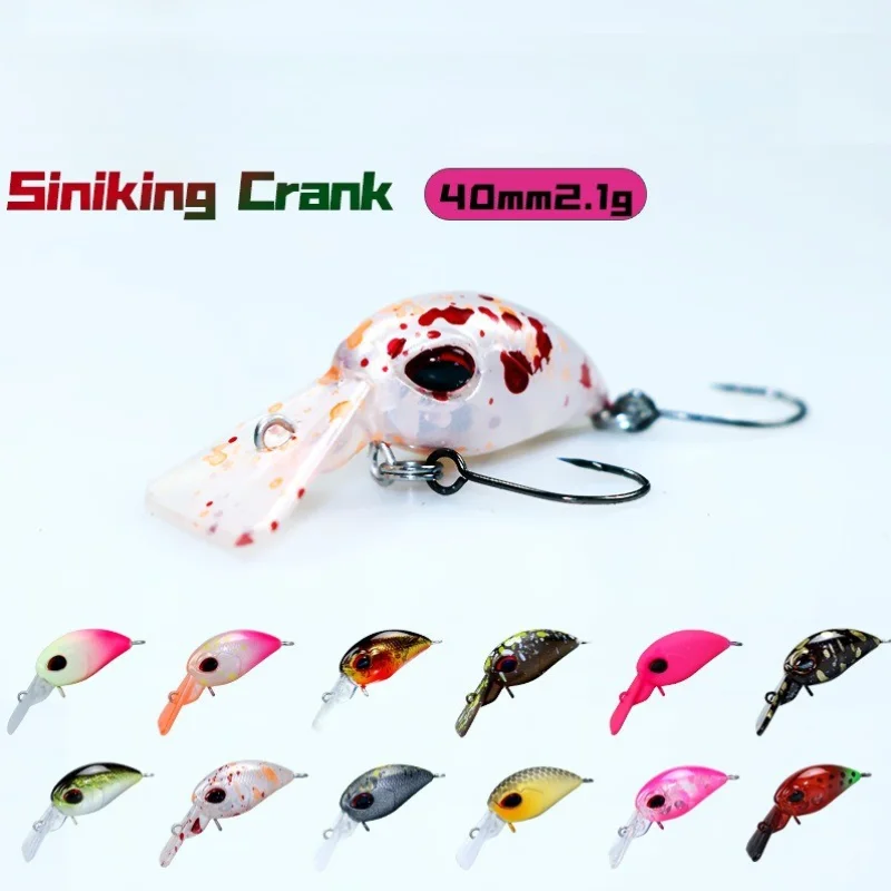 SWOLFY 4 Uds Micro hundimiento Crankbait 40mm 2,1g cebos duros artificiales Wobblers de agua dulce señuelos de pesca de trucha y perca