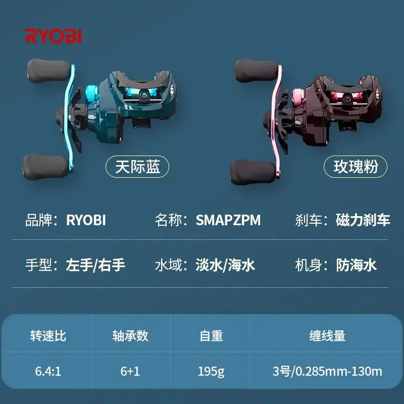 RYOBI-carrete de fundición SMAP ZPM 6 + 1BB, alta calidad con sistema de freno magnético, carrete de pesca de fundición de cebo, mano derecha/izquierda - imagen 3