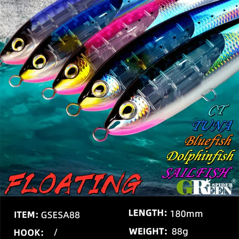 Señuelo de pesca de lápiz flotante, Wobbler Artificial para pesca Al curricán, atún, pez vela GT, 2023mm, 88g, 190 - imagen 3
