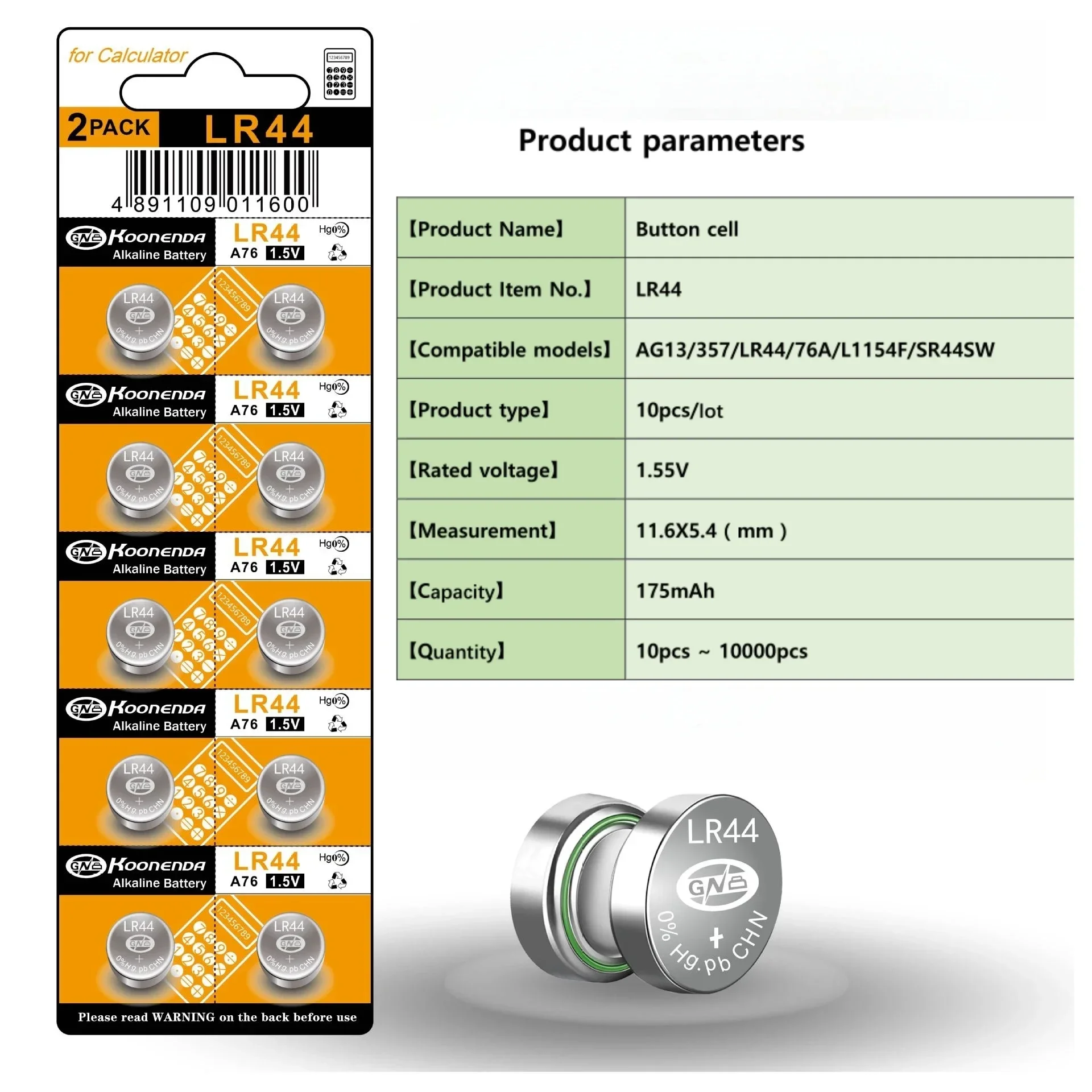 Pilas LR44 AG13 1,5V equivalentes SR44 357 L1154 para relojes y juguetes - imagen 2