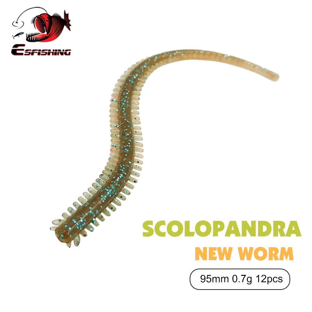 ESFISHING-señuelo de pesca Scolopendra gusano suave, cebo de plástico de 95mm para perca, Lucio, lubina, pesca - imagen 2